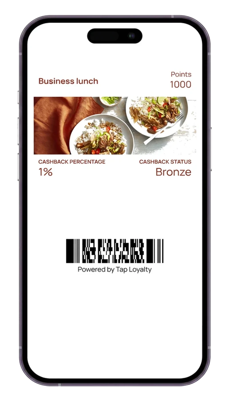 Example digital cashback loyalty card in Google Wallet for a pub