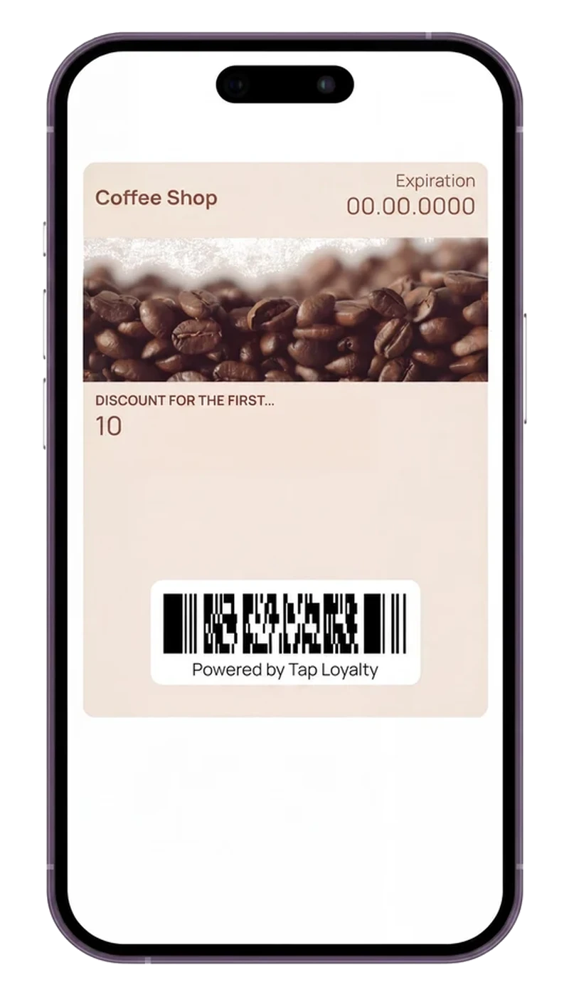 Example digital coupon card for a takeaway pizza shop